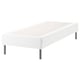 An ESPEVÄR white mattress base with metal legs for bed support.