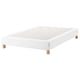 White espevar platform bed base with wooden legs.