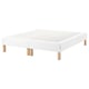 A white ESPEVÄR bed base with wooden legs, designed for support and easy cleaning.