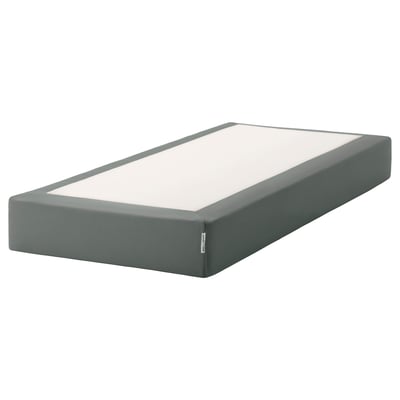 A gray ESPEVÄR foam mattress in a rectangular shape. It has a sleek, modern design with a smooth surface.