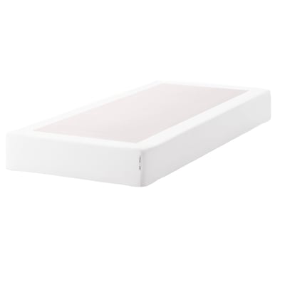 Espevar white bed base, rectangular, sleek design, supportive & washable cover.