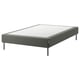 Ikea espevar grey upholstered bed base, rectangular shape w/ metal legs.