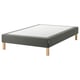 Espevar bed base, grey, fabric-upholstered, wooden legs, rectangular.