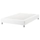 White espevar bed base, upholstered, rectangular, raised on metal legs.