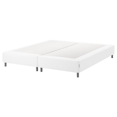 White espevar mattress base with metal legs.