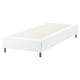 White ESPEVÄR platform bed base with metal legs.