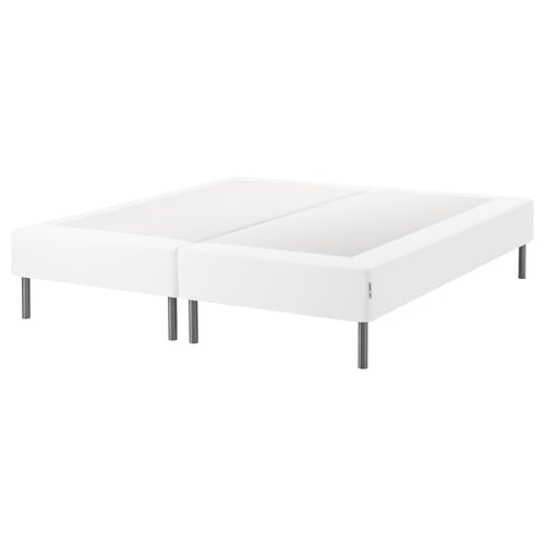White espevar mattress base with metal legs.