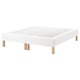 White ESPEVÄR bed base with wooden legs.