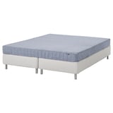 An ESPEVÄR/VADSÖ bed with a light blue mattress on a white base. It has rectangular legs.