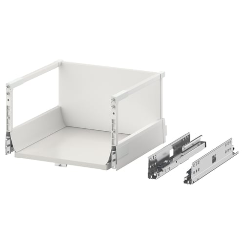 EXCEPTIONELL white drawer set, modern minimalist design, push-to-open feature, made of epoxy-coated steel and melamine particleboard.
