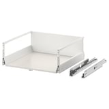 EXCEPTIONELL white drawer kit. Includes sides, base, and runners for smooth, handle-less kitchen cabinet organization.