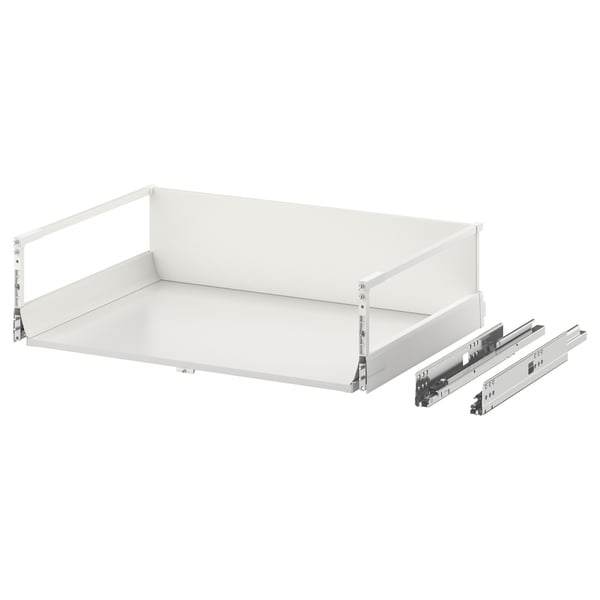 EXCEPTIONELL drawer in white with smooth, handle-free front; includes two runners, designed for push-to-open functionality.