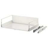 EXCEPTIONELL drawer in white with smooth, handle-free front; includes two runners, designed for push-to-open functionality.