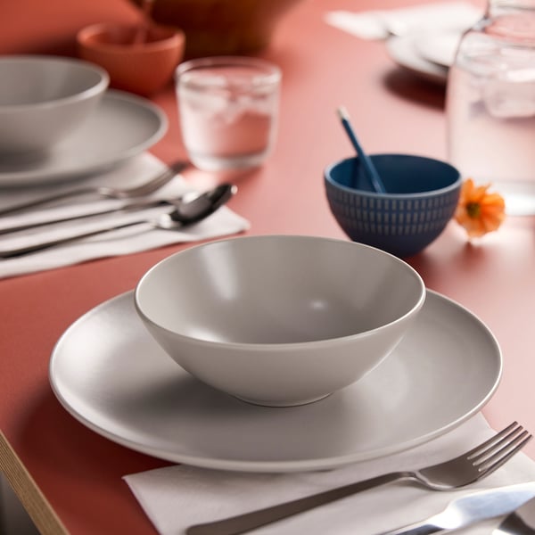 FÄRGKLAR Bowl, matt light grey, 16 cm