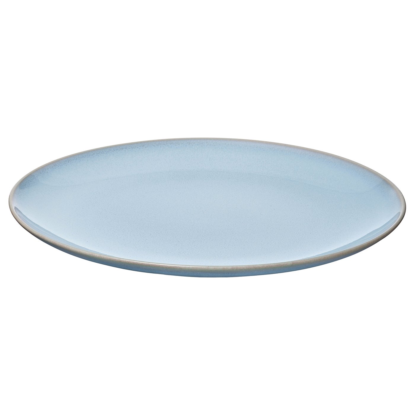 FÄRGKLAR blue dinner plate; round, simple, stoneware; light, glossy glaze.