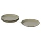 Option: Image shows a set of four matte gray plates, three stacked and one individual, with a simple, modern design made from stoneware.