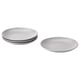 Set of 4 grey FÄRGKLAR stoneware plates, simple, functional design.