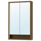 FAXÄLVEN mirror cabinet, wooden frame, integrated lighting, wall-mounted.