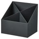 Option: A FJÄDERHARV cube organizer, dark grey, made of recycled paperboard with four compartments for desk storage.
