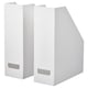 Option: Two vertical white FJÄDERHARV magazine holders with cut-out handles for easy access, perfect for organizing papers and notebooks.