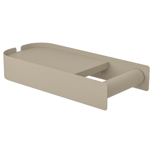 Florsjon beige toilet paper holder, flat front, beige, plastic-coated metal, rectangular.