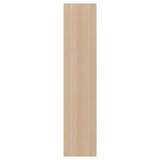 A FORSAND door. Its rectangular, light-colored, with a wooden texture. Made from particleboard and foil, it has a soft-close hinge.