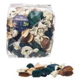Clear bag of FRUKTSKOG scented potpourri with dried plant parts in various colors and shapes. Includes white, green, and brown pieces.