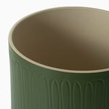 Textured green planter, wide rim, smooth interior, stoneware finish