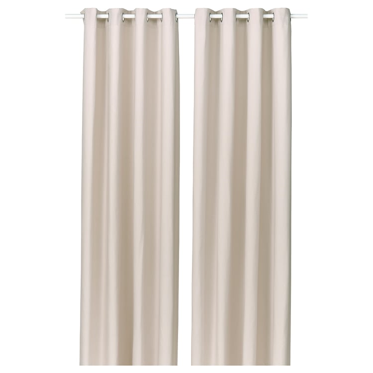 GINSTMOTT curtains, 1 pair, beige/with eyelets, 145x250 cm - IKEA Sweden