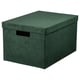 GJÄTTA Storage box with lid, velvet dark green, 25x35x20 cm