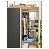 GLAMBERGET Wardrobe with 3 sliding doors, pine/black, 117x63x150 cm
