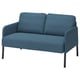 Option: Modern blue fabric sofa with metal legs, boxy shape, padded cushions. Perfect for small spaces, easy to move and assemble.