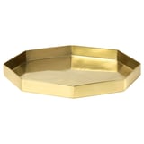 Octagonal gold tray, engraved floral, aluminum.