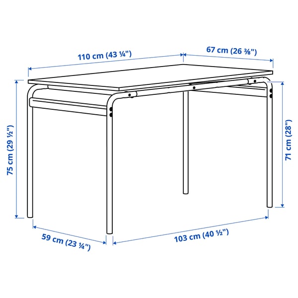 Illustration with measurements for the product: GRÅSALA.