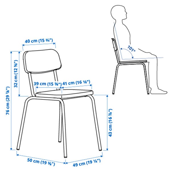 Illustration with measurements for the product: GRÅSALA.