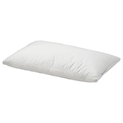 White rectangular pillow, soft cotton cover, supportive core, double piping edges.