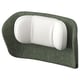 Green and white ergonomic seat cushion. Curved design with padded support.