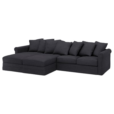 Image dark gray GRÖNLID sectional sofa, l-shaped, soft cushions, with removable machine-washable cover.