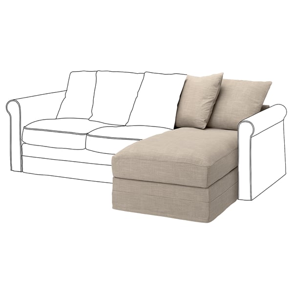 Beige l-shape sofa GRÖNLID, soft & durable, cotton & linen, rolled armrest.
