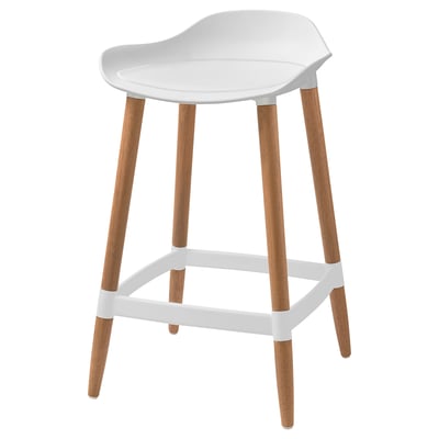 GRÖNSTA white counter stool a moulded seat, wooden legs, and sleek design.