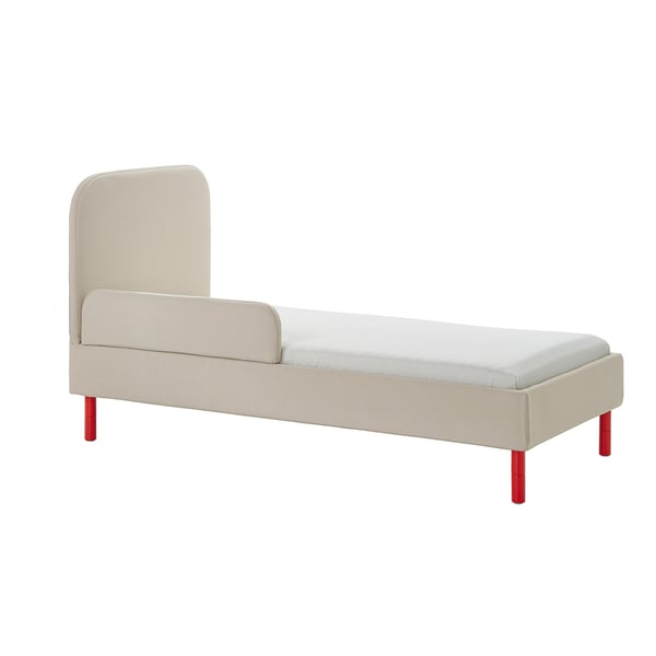 GRYSNA Upholstered bed frame, Vissle beige/multicolour, 90x200 cm