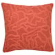 GULDFLY square cushion in vibrant orange-red, intricately woven with patterns, 100% cotton.