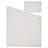 GULDVÄVARE baby bedding set, white with pink flowers, organic cotton, includes duvet cover and pillowcase.