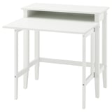 White gullaberry drop-leaf desk with storage, minimalist design.