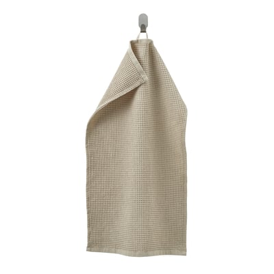 GULLDYNA, beige waffle towel, hanging on hook, 100% cotton, rectangular.