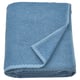 Folded blue bath towel, soft and fluffy, made of 100% cotton.