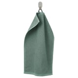 Green GULVIAL towel, soft & absorbent, hooks up, made of 100% cotton; rectangular shape with textured design.