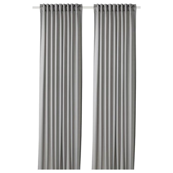 GUNNLAUG curtains, grey, recycled polyester, noise-reducing.