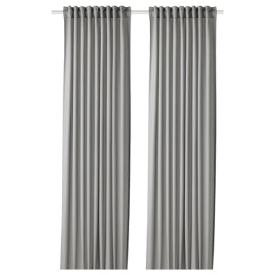 GUNNLAUG curtains, grey, recycled polyester, noise-reducing.