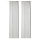 Two white GUNNLAUG curtains hang side by side. They feature a textured, sound-absorbing fabric design, ideal for light filtering and noise reduction.